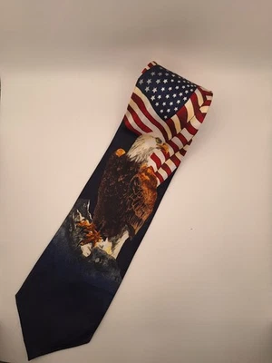史蒂文·哈里斯男式领带美国国旗,秃鹰,美国,美国 58 英寸 x 4 — 第 1/3 张图片