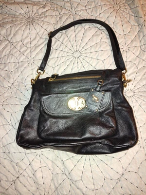 Кожаная сумка Emma Fox черная кожа золото hrdwr 12 дюймов высота 10 дюймов ширина - Изображение 1 из 4