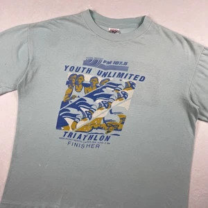 Vtg 80s Youth Unlimited Triathlon Tee 7UP Arbys Promo 1984 Single Stitch USA L - Picture 1 of 15