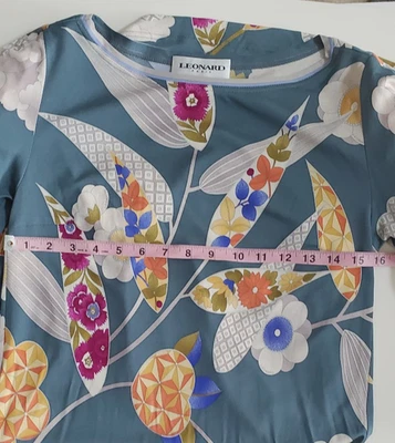 Vestido Jersey Floral Seda Leonard Paris con Corbata Cuello Barco Manga 3/4 Hasta la Rodilla 38 Foto 1 de 4