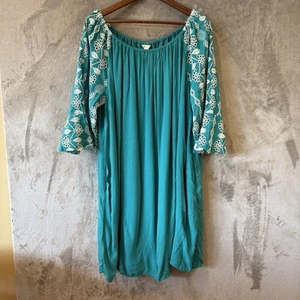 Resort Wear Vacation Sundress Raglan Embroidered Stretch Dress Sz 18/20W - Picture 1 of 7