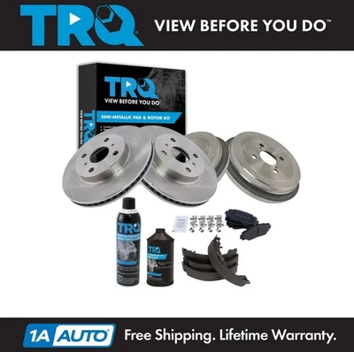 Kit de pastillas de freno delanteras y traseras TRQ y rotor, zapata y batería para Toyota Yaris 2007-2018 Foto 1 de 4