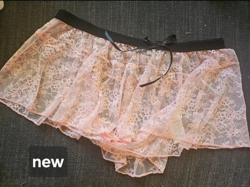 New!! Pink Lace Panties With Black Trim Extra Large - Image 1 of 1