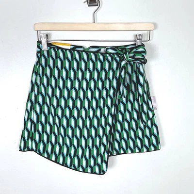 Mini Skort Diane Von Furstenberg Verde Estampa Geométrica XXS - Imagem 1 de 4