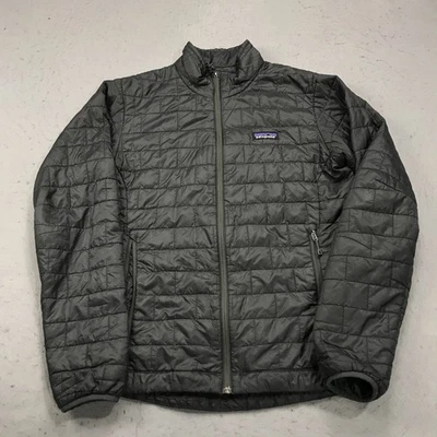 Chaqueta Patagonia Para Hombres Pequeña Gris Nano Puff Primaloft Cremallera Completa Puffer Logo Senderismo Foto 1 de 4