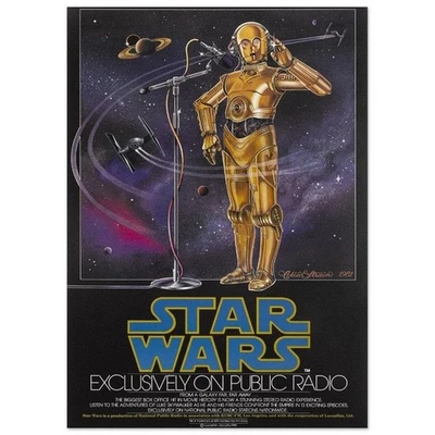 Póster de la película vintage de Star Wars exclusivamente en radio pública 1981. Foto 1 de 3