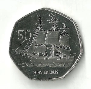 Territorio Antártico Británico 50 peniques 2020 HMS Erebus - Isabel II (KM#39) - Imagen 1 de 2