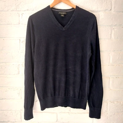 Banana Republic Luxury Blend Sweater Mens M Navy Blue Knit Silk Cashmere Cotton - Image 1 of 4