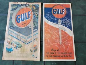 Panneau d'affiche vintage (2) CONCESSIONNAIRE GULF GAZOIL station garage