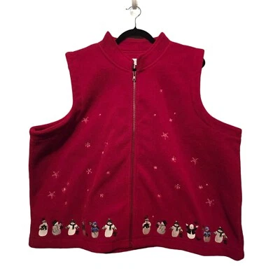 Винтажный флисовый рождественский жилет Christopher & Banks женский плюс 2X снеговика Grandmacore - Изображение 1 из 4