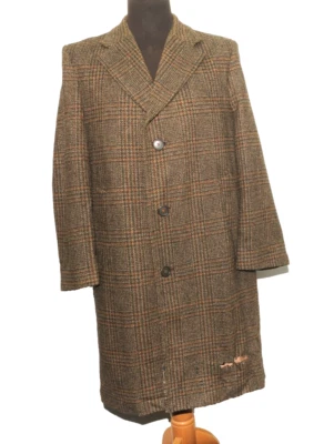 ВИНТАЖНЫЙ SMITH & SMITH LAMBOURNE ТКАНИ CROMBIE ТВИДОВОЕ ПАЛЬТО КОРИЧНЕВЫЙ 40''R 1970-х - Изображение 1 из 4
