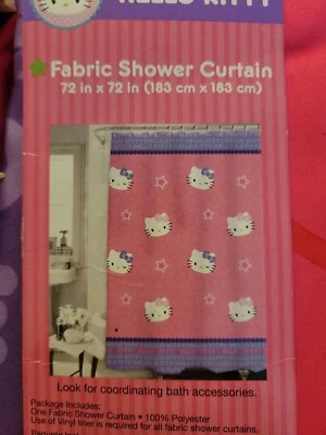 NEW Hello Kitty Fabric Shower Curtain By Sanrio PINK BATHROOM NIP vintage - Image 1 of 2