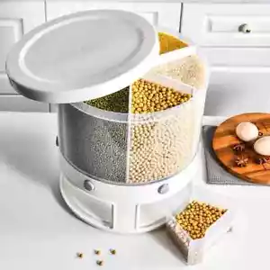 6 Slots Rice Grain Cereal Dispenser 22Ibs Kitchen Dry Food Storage Container - Picture 1 of 7