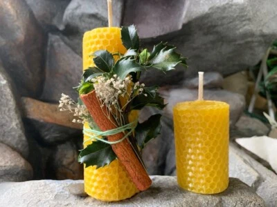 Honeycomb, Cylinder Candles,100% Beeswax Natural,Hand Rolled,Pillar ,Pure Sweet - Image 1 of 4
