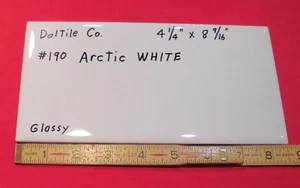 1 pc. Arctic White: 4-1/4" X 8-9/16" Glossy Ceramic Tile by Daltile #190, NEW - Picture 1 of 11
