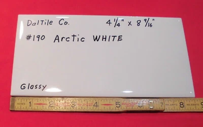 1 pc. Arctic White: 4-1/4" X 8-9/16" Glossy Ceramic Tile by Daltile #190, NEW - Image 1 of 4