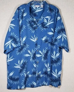 CAMISA HAWAIANA EXTRA GRANDE ISLAND SHORES USADA AZUL FLORAL POLIÉSTER XL S/S - Imagen 1 de 5