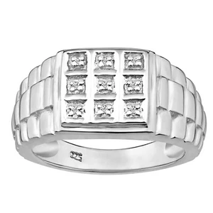 Men's Sterling Silver 925 REAL DIAMOND Rolex Signet Ring size N to Z+2 - Picture 1 of 6
