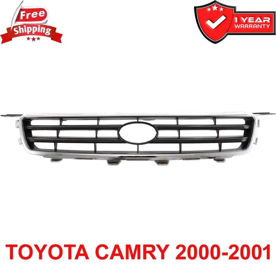 Shell with Black Insert Plastic For 2000-2001 Grille Toyota Camry Chrome Foto 1 de 4
