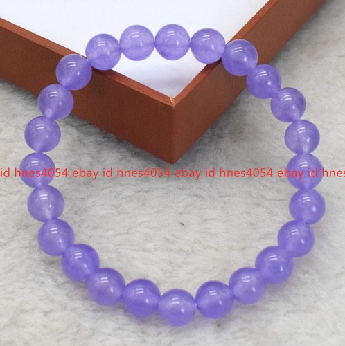 VALENTINO Bracciale Guarigione Reiki Naturale 6 8 10 12mm Gemme Giada Lavanda Perline Rotonde 7 5 pollici