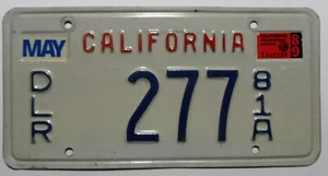 USA Nummernschild aus California "DLR = DEALER" Car Dealer / Autohändler, von 89 - Bild 1 von 1