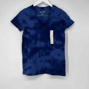 Universal Thread Women's V-Neck Cotton Tie Dye Short Sleeve T-Shirt Navy XS NWT - Picture 1 of 6