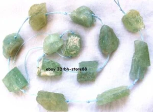 11x14mm Rough Nugget Green Natural Aquamarine Baroque Gemstone Beads 15'' - Picture 1 of 1