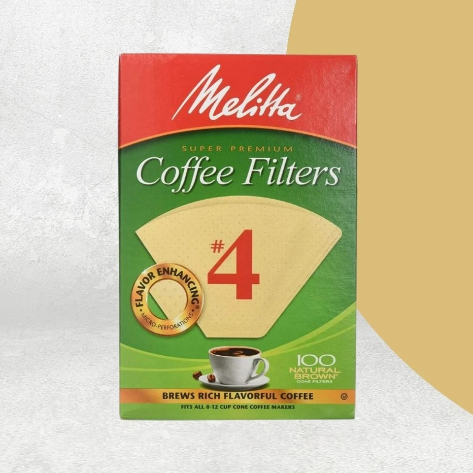 Filtros de café Melitta Cone, marrón natural #4, paquete de 100 unidades de 6 súper premium Foto 1 de 3