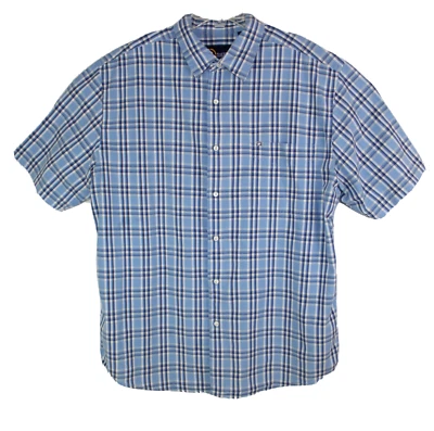 Nautica Men Shirt Blue Plaid Size XL Short-Sleeve Button-Up 100% Cotton - Image 1 of 4