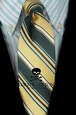 Corbata de estudio Lord R Colton - Corbata de seda a rayas miel dorada - $95 al por menor nueva Foto 1 de 4