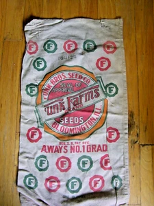 Vintage "FUNK FARMS" Seeds; Bloomington,IL.;Cloth Advertising Seed Bag - Picture 1 of 2