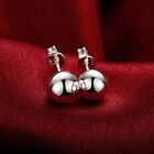 Stunning 925 Sterling Silver Layered Classic Women's 10mm Solid Ball Earrings