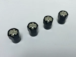 4x car tyre valve dust caps BRITISH FLAG ::BLACK:: union jack - Picture 1 of 3