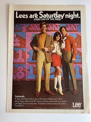 Vintage 1969 Lees Clothing Print Ad Lees Are Saturday Night Retro Fashion Ad - Image 1 of 4