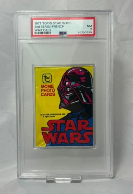 1977 Topps STAR WARS 2nd Series FRENCH Wax Pack PSA 7 - Image 1 of 2