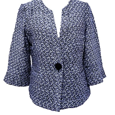 Nueva Chaqueta Coldwater Creek Boucle 10 P Negra Blanca Acrílico Mangas 3/4 Precio de venta sugerido por el fabricante 69 USD Foto 1 de 4