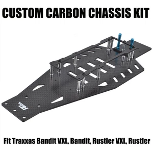 1/10 Carbon Lower Chassis mit Regler Halterung für Traxxas Bandit VXL Rustler 2WD RC Auto - Bild 1 von 12