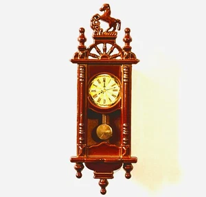 RETRO VICTORIAN STYLE WOODEN CLOCK MOVABLE PENDULUM DOLLHOUSE MINIATURE 1:12 - Picture 1 of 13