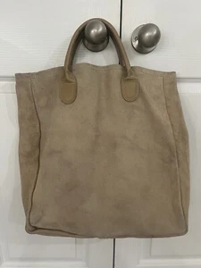 1970s Sand Beige Suede Leather Tote Vintage Field, Shopper bag Brookstone - Picture 1 of 10