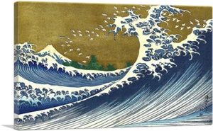 ARTCANVAS A Colored Version of the Big Wave Canvas Art Print Katsushika Hokusai - Picture 1 of 13