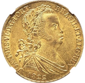 Portugal 1822- João VI gold 6400 Reis (Peça) - NGC MS62 - RARE 30K Minted! - Picture 1 of 4