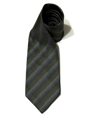 Corbata JHane Barnes 100% Seda Hecha en Japón Rayas Negro Amarillo Azul Claro De Colección Foto 1 de 4