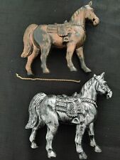 Lot of 2 Vintage 6” Hard Plastic Horse Silver Bronze Copper Hong Kong