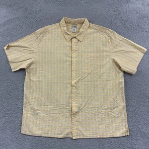 LL Bean Shirt Mens XXL Yellow Plaid Button Up Short Sleeve Lightweight Casual - Picture 1 of 9