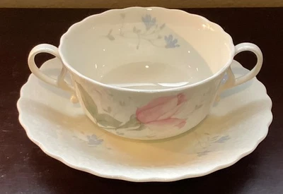 Mikasa April Rose Cream Soup Bowl And Saucer Set (8 Sets Available) - Image 1 of 4