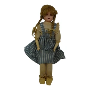 Vintage 20" Porcelain Composition Jointed Leather Doll w Sleep Eyes Blonde CR19 - Picture 1 of 18