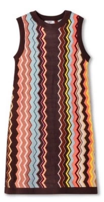 Vestido Suéter Missoni Target Niña TALLA XS Chevron Zigzag Marrón Sin Mangas Foto 1 de 4