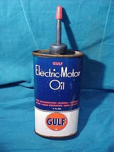 ACEITE DE MOTOR ELÉCTRICO GULF 4 oz años 50 publicidad lata vacía - Imagen 1 de 2
