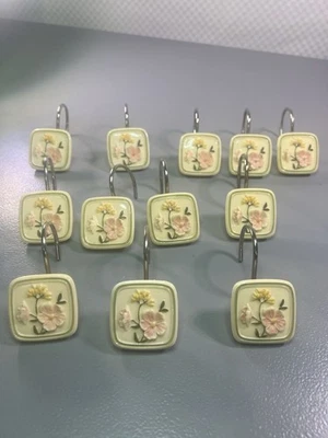 12套花卉树脂陶瓷浴帘钩非常漂亮! 复古 — 第 1/4 张图片