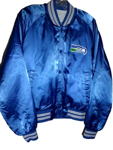 CHAQUETA DE SATÉN VINTAGE *SEAHAWKS* - AÑOS 80 - TALLA L - FORRADA CON EDREDÓN - Imagen 1 de 12